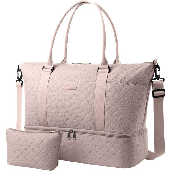 Hotor Women Pink Large Overnight with Shoe Compartment  Travel Duffel Bag - Picture 1 of 8